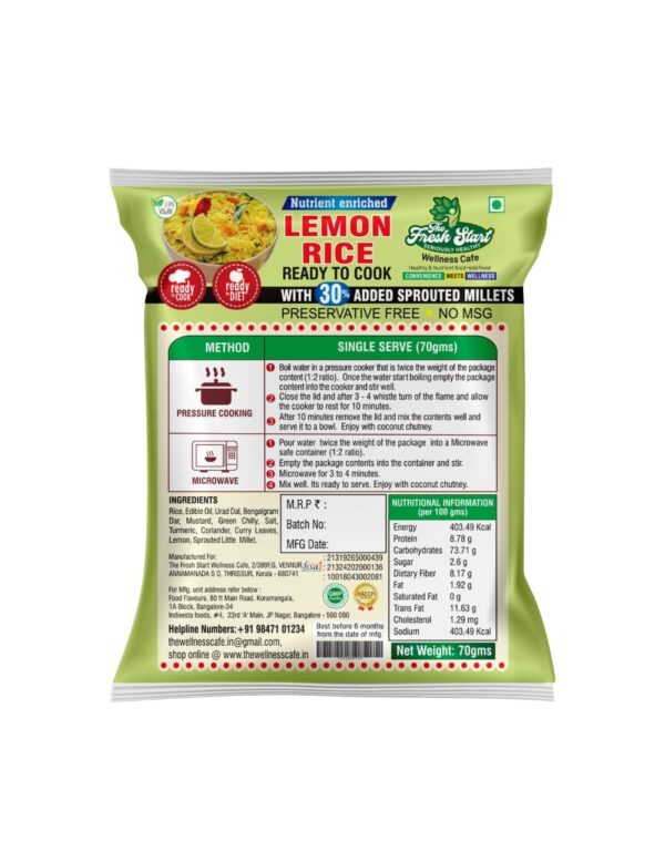 Lemon Rice with Sprouted Little Millet 80gms ( Combo pack of 3)
