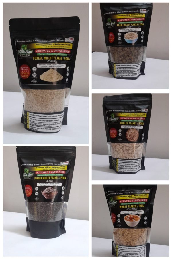 The Fresh Start Wellness Cafe Super Flakes Combo – Pack of 5 (200g each) (Finger Millet Flakes, Foxtail Millet Flakes, Pearl Millet Flakes, Barley Flakes & Wheat Flakes)