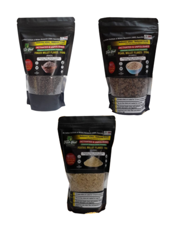 The Fresh Start Wellness Cafe Super Flakes Combo – Pack of 3 (400g each) (Finger Millet Flakes, Foxtail Millet Flakes And Pearl Millet Flakes